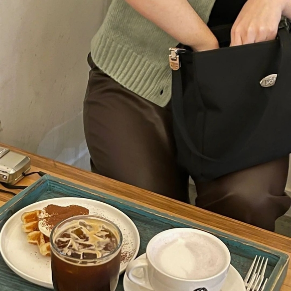 Vegan Leather Brown Trousers - Picture 2 of 2